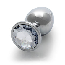 Ouch! Round Gem Butt Plug Medium Silver/Diamond