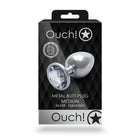 Ouch! Round Gem Butt Plug Medium Silver/Diamond