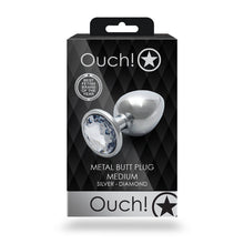 Ouch! Round Gem Butt Plug Medium Silver/Diamond