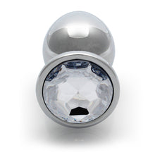 Ouch! Round Gem Butt Plug Large Silver/Diamond