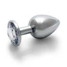 Ouch! Round Gem Butt Plug Large Silver/Diamond