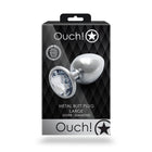Ouch! Round Gem Butt Plug Large Silver/Diamond