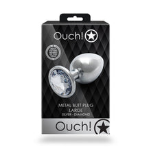 Ouch! Round Gem Butt Plug Large Silver/Diamond