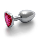 Ouch! Heart Gem Butt Plug Small Silver/Rubellite Pink