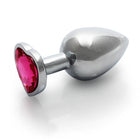 Ouch! Heart Gem Butt Plug Medium Silver/Rubellite Pink