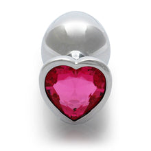 Ouch! Heart Gem Butt Plug Medium Silver/Rubellite Pink