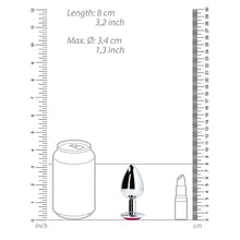 Ouch! Heart Gem Butt Plug Medium Silver/Rubellite Pink