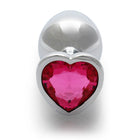 Ouch! Heart Gem Butt Plug Medium Silver/Rubellite Pink