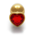 Ouch! Heart Gem Butt Plug Large Gold/Ruby Red