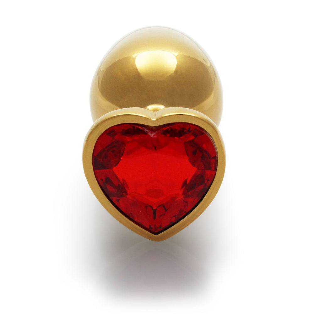 Ouch! Heart Gem Butt Plug Large Gold/Ruby Red