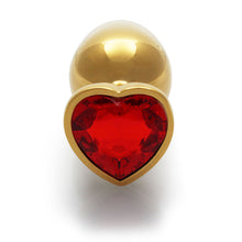 Ouch! Heart Gem Butt Plug Large Gold/Ruby Red