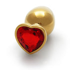 Ouch! Heart Gem Butt Plug Large Gold/Ruby Red
