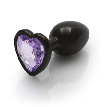 Ouch! Heart Gem Butt Plug Small Gunmetal/Amethyst