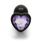 Ouch! Heart Gem Butt Plug Small Gunmetal/Amethyst