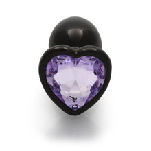 Ouch! Heart Gem Butt Plug Small Gunmetal/Amethyst