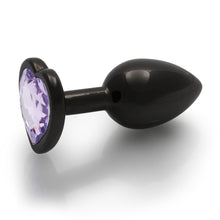 Ouch! Heart Gem Butt Plug Small Gunmetal/Amethyst