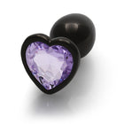Ouch! Heart Gem Butt Plug Small Gunmetal/Amethyst