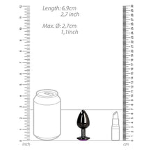 Ouch! Heart Gem Butt Plug Small Gunmetal/Amethyst