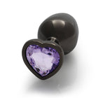 Ouch! Heart Gem Butt Plug Medium Gunmetal/Amethyst