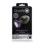 Ouch! Heart Gem Butt Plug Medium Gunmetal/Amethyst