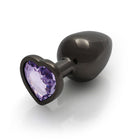Ouch! Heart Gem Butt Plug Large Gunmetal/Amethyst