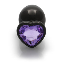 Ouch! Heart Gem Butt Plug Large Gunmetal/Amethyst