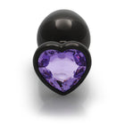 Ouch! Heart Gem Butt Plug Large Gunmetal/Amethyst