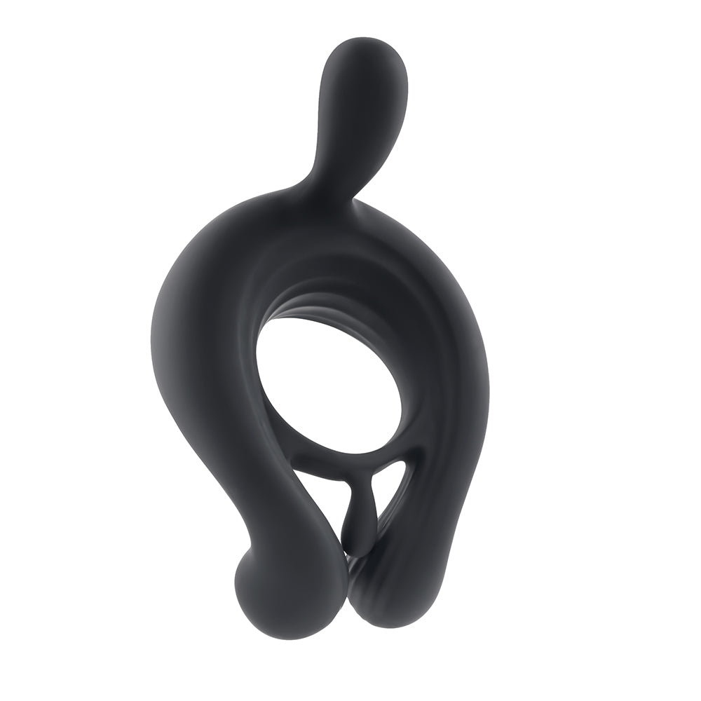 Playboy Triple Play Vibrating Cockring with Stimulator Black