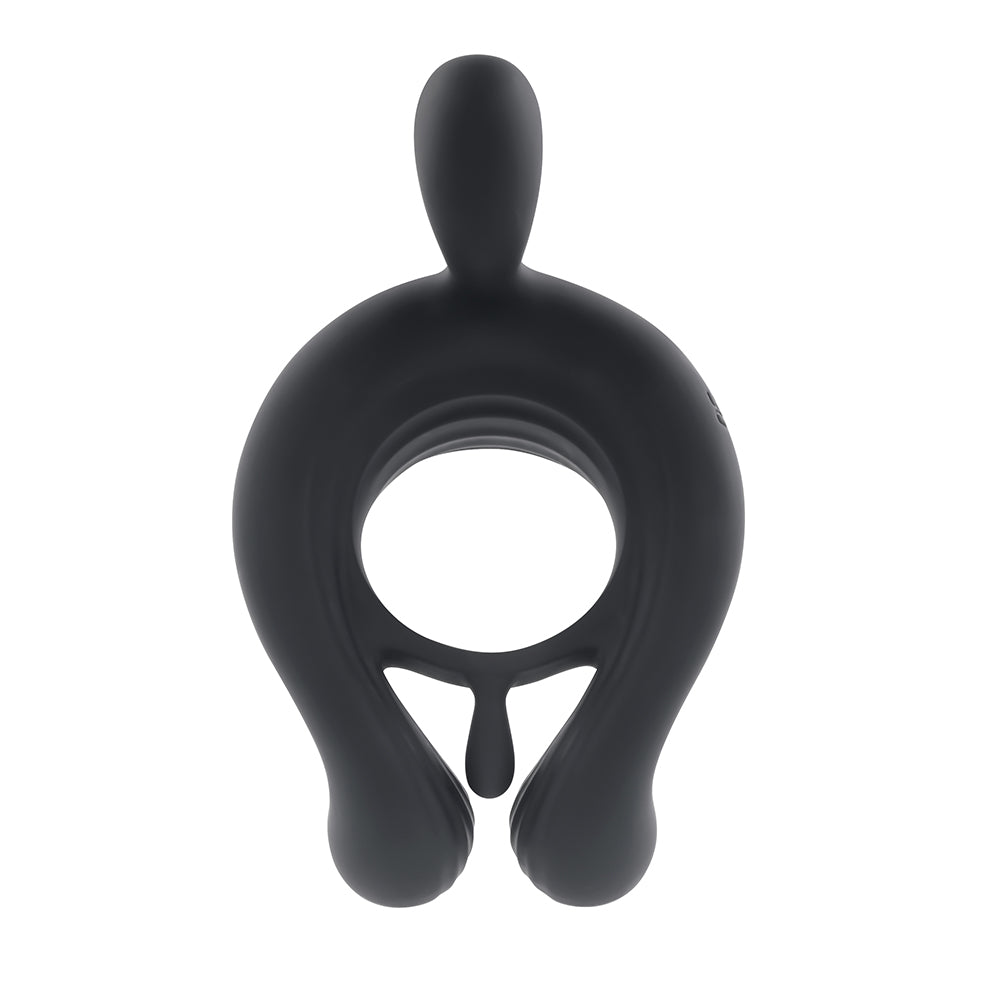 Playboy Triple Play Vibrating Cockring with Stimulator Black