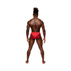 Male Power Sassy Lace Bikini Solid Pouch Red S