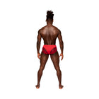 Male Power Sassy Lace Bikini Solid Pouch Red L