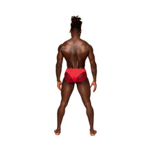 Male Power Sassy Lace Bikini Solid Pouch Red XL