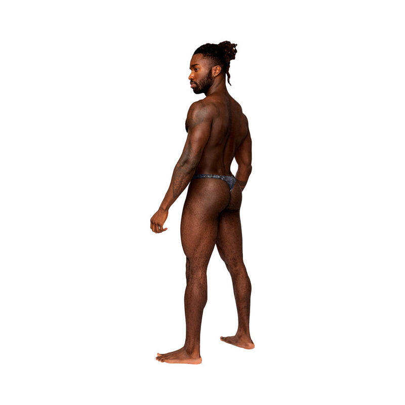 Male Power S''naked Criss Cross Thong Black/Blue S/M