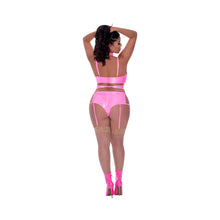 Magic Silk Hard Candy Demi Bra, Harness & Garter Panty Pink Queen Size