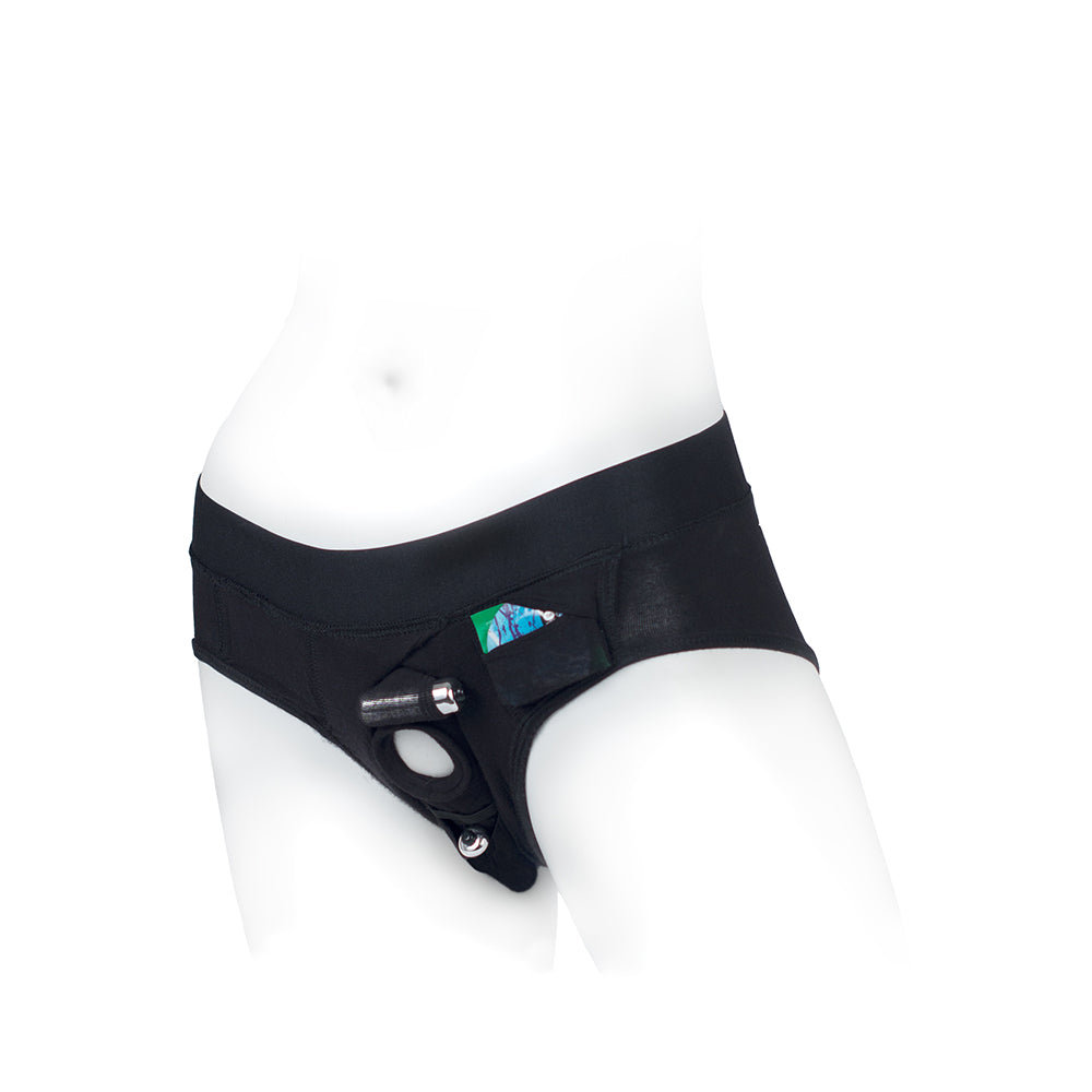 SpareParts Tomboi Rayon Briefs Harness Black Size S