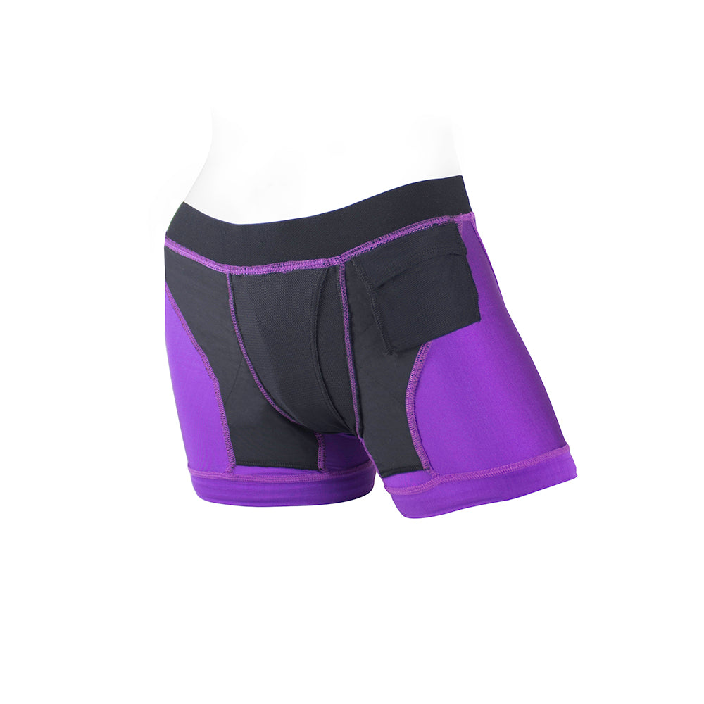 SpareParts Tomboii Nylon Boxer Briefs Harness Purple/Black Size M