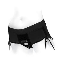 SpareParts Sasha Cinch Booty Short Harness Black Size XS