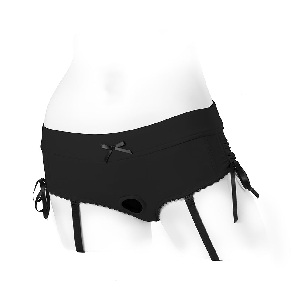 SpareParts Sasha Cinch Booty Short Harness Black Size XL