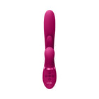 VIVE KURA Rechargeable Thrusting Silicone G-Spot Vibrator with Flapping Tongue and Pulse Wave Stimulator Pink
