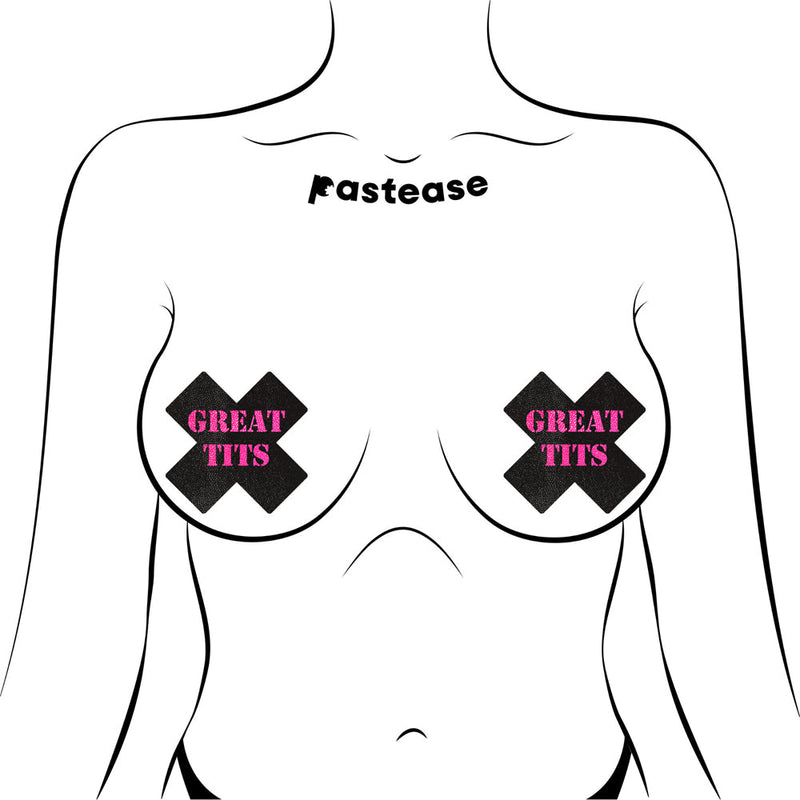 Pastease ''Great Tits'' Crosses Pasties Black/Pink