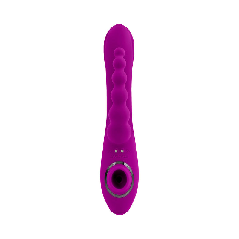 Evolved Fourgasm Rechargeable Triple Stim Vibe with Suction Silicone Purple