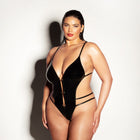 Oh La La Cheri Whipped Soft Cup Open Gusset Vinyl Teddy with Barbell Trim Queen Size