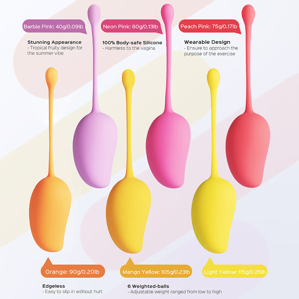 Honey Play Box Mango Tropical Weighted Kegel Ball 6-Piece Exercise Set Assorted Color