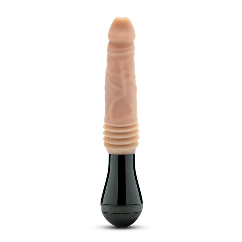 Dr. Skin Silicone Dr. Knight 10.5 in. Thrusting, Gyrating & Vibrating Dildo with Handle Beige
