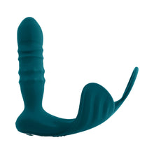 Playboy Bring It On Rechargeable Silicone Thrusting Anal Plug with Vibrating Ball Cradle Deep Teal