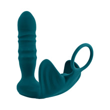 Playboy Bring It On Rechargeable Silicone Thrusting Anal Plug with Vibrating Ball Cradle Deep Teal