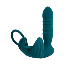 Playboy Bring It On Rechargeable Silicone Thrusting Anal Plug with Vibrating Ball Cradle Deep Teal