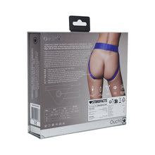 Ouch! Vibrating Strap-on Panty Harness with Open Royal Blue Black XS/S