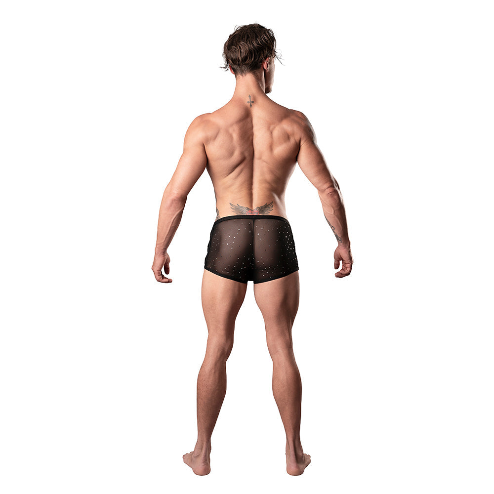 Male Power Show Stopper Mini Short Silver Mesh Dot XL