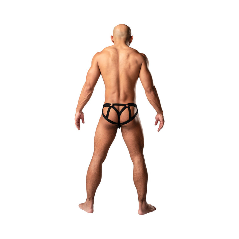 Male Power KaleiDickscope Strappy Ring Jock Black L/XL